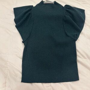 Anthropologie Emerald Puff Sleeve Blouse